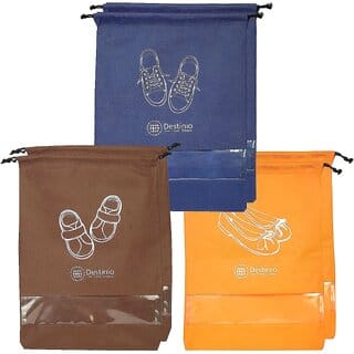 Travel Shoe Bags Pouches, Portable Travel Shoe Tote Bags - Packing Organizers for Men and Women- 6 Piece Pack Multicolor