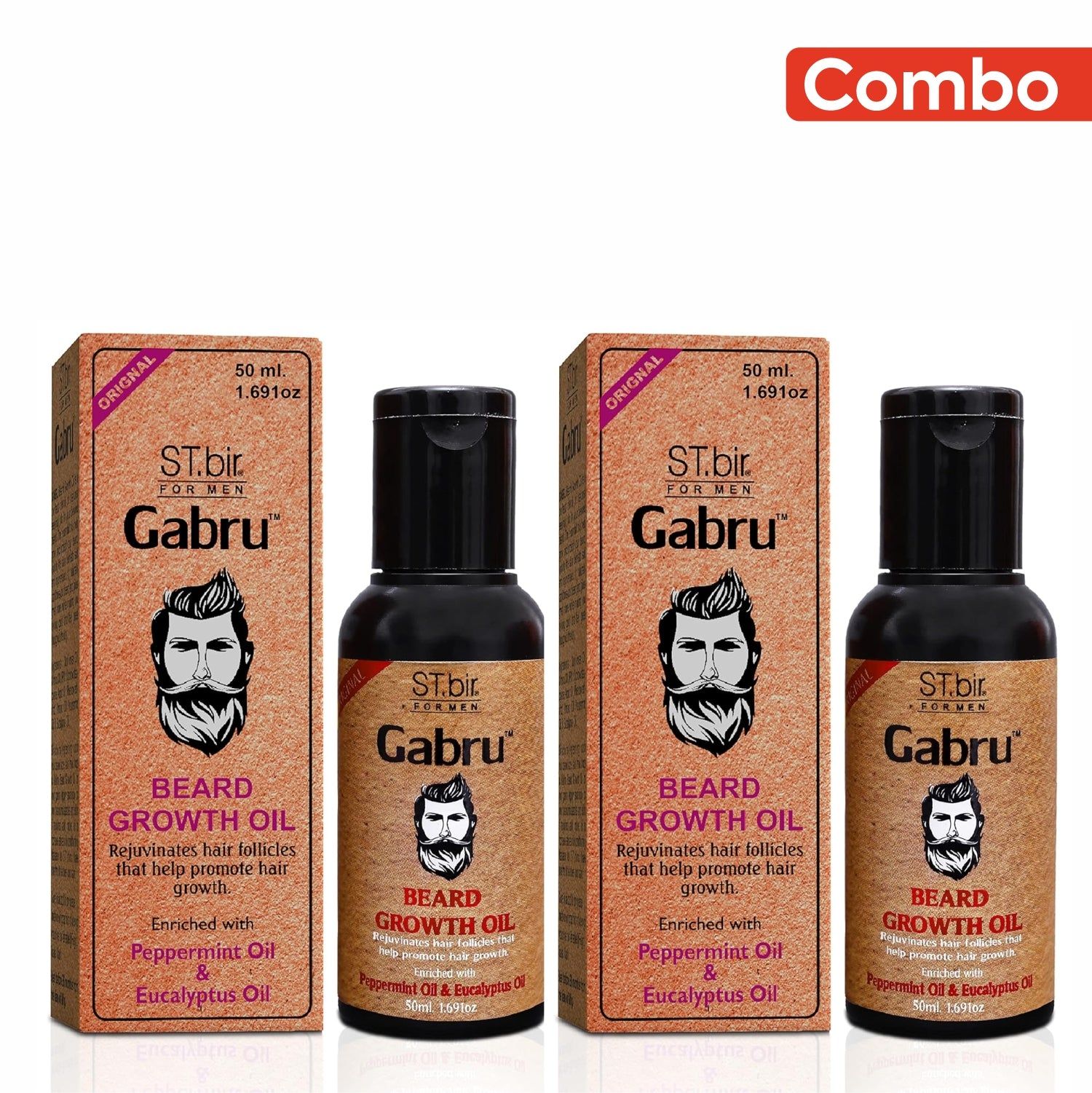 ST.bir Gabru Beard , Peppermint and Eucalyptus Oil 50ml (Pack of 2)