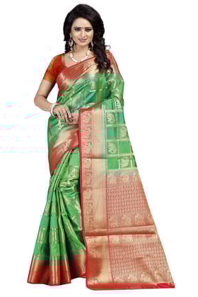 Narivastra Hathi Patola Green Color Pure Banarasi Silk Saree