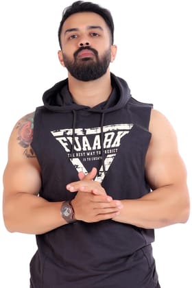 Crest Sleeveless Hoodie Grey-XXL
