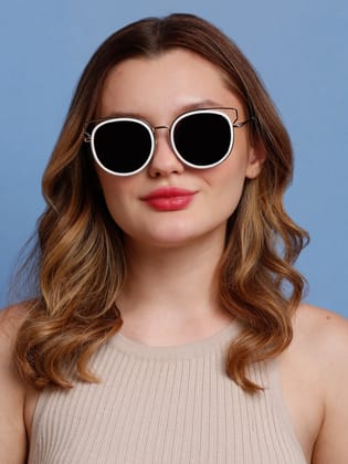 SUNNIES Large Full Frame Metal.Plastic Round Solid Polarized Women Sunglasses-SNS-11696-C049
