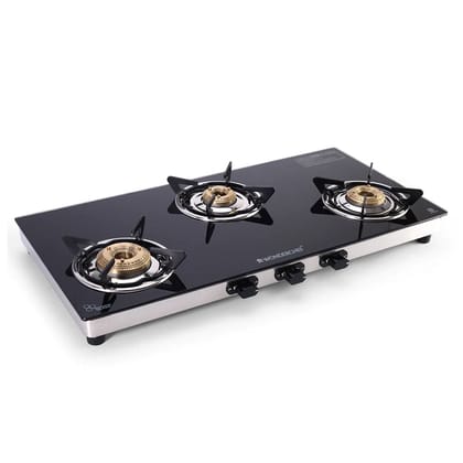 Wonderchef Duralife Slim Glass Cooktop 3 Burner 63154810-Black