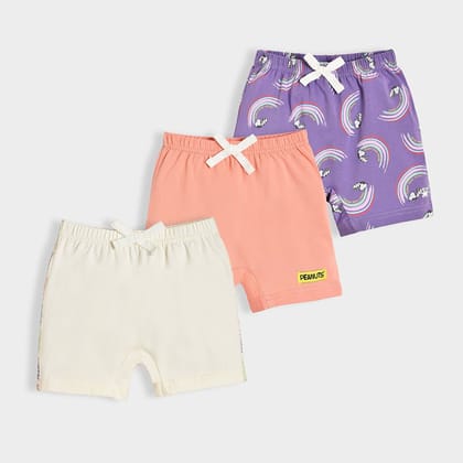 Peanuts™ Showy Lycra Multicolor Shorts Pack of 3-0 M / Multicolor