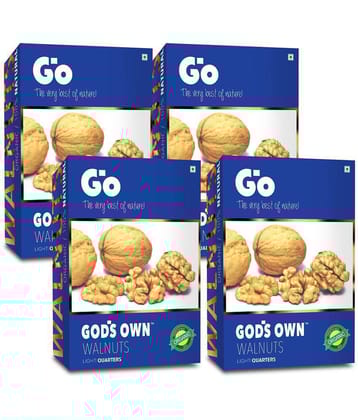 Go Organic Kashmiri Light Quarters Walnuts Kernels (Without Shell) 1 Kg (250g x 4) | New Crop | Fresh Walnuts