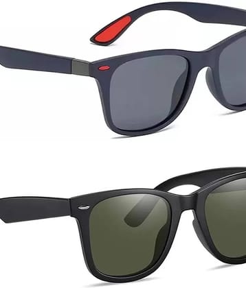 Elligator Multicolor Rectangular Sunglasses ( Pack of 2 ) - Medium