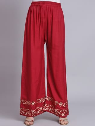 Women Ethnic Motifs Hem Design Palazzos
