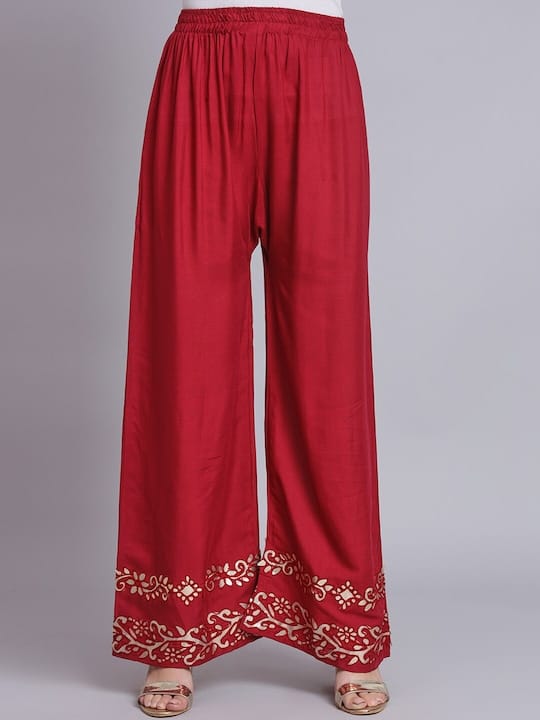 Women Ethnic Motifs Hem Design Palazzos