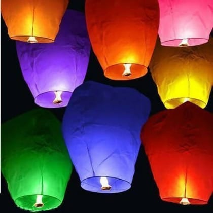 UDHWANI by Kakkumal Govindram Hot Air Balloon Paper Sky Lantern, Set of 8 (Multicolor)
