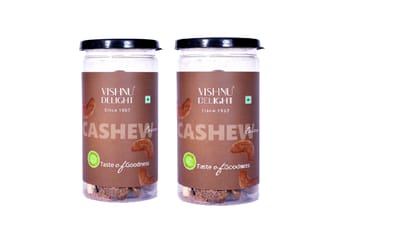 Vishnu Delight Cocoa Flavor Cashews 90gm Jar - Indulge in the Perfect Blend of Chocolatey Goodness and Crunchy Cashews Pack of 2