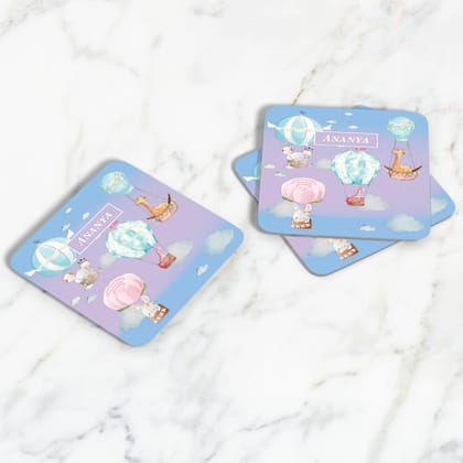 Happy Ballooners Coasters (kids)-Blue Lilac Gradient