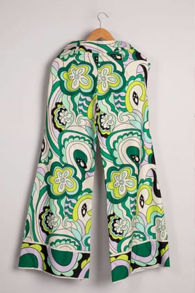Abstract Green Flared Bottom-XXS / Green / BT030-DPMS011-2-NILL-NILL-NILL-NILL-THY005-FS001-ZPH003-NILL-NILL