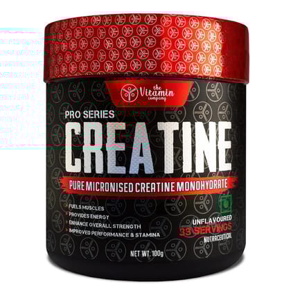 The Vitamin Company Creatine Monohydrate, 100 gm, 33 Servings, Boosts Athletic Performance | Muscle Repair & Recovery | Fuels Muscles | Provides Energy Support for Heavy Workout | Unflavoure