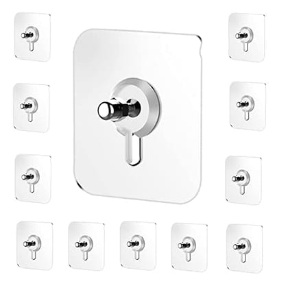 SMARTCAM Self Adhesive Heavy Duty Magic Sticker Stainless Steel Waterproof Nails Wall Hanging Hooks Ideal for Hanging Keyframe/Utensils and Bathroom Accessories (White, Set of 10 Piece)