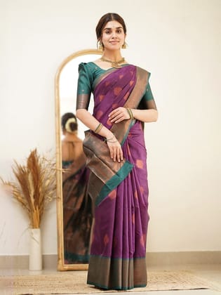 Ethnic Motif Woven Zari Saree
