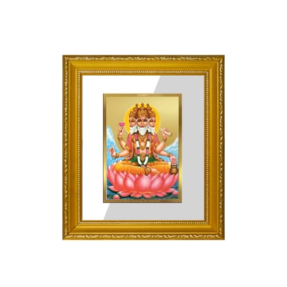 DIVINITI Brahma Gold Plated Wall Photo Frame| DG Frame 101 Wall Photo Frame and 24K Gold Plated Foil| Religious Photo Frame Idol For Prayer, Gifts Items (15.5CMX13.5CM)