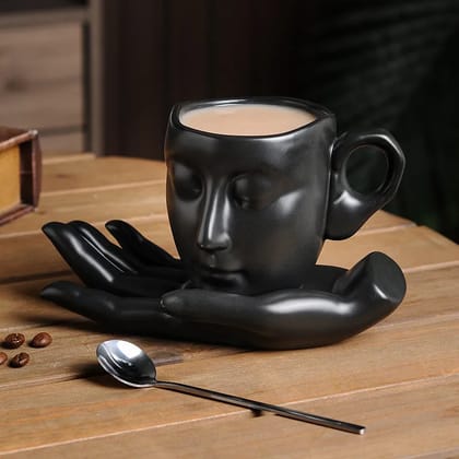 Serene Ceramic Coffee Cup-Black / 260ML