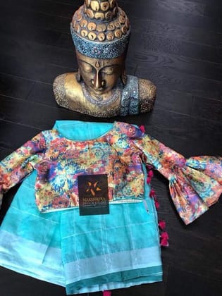 AWESOME LINEN COTTON PRINTED SAREE - 2075