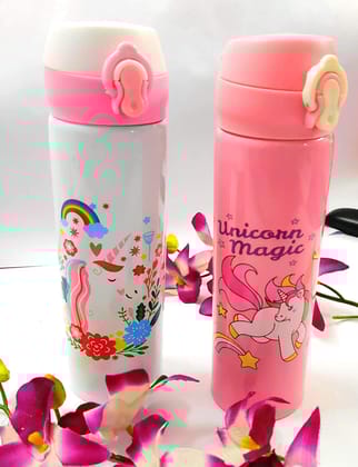 The Gift Basket Unicorn Water Bottle/Steel Unicorn Water Bottle For Kids|Gym Sipper/Steel Water Bottles/Water Bottle For Girls,Assorted(Any Random Unicorn Design Will Come,Pack Of 1),500 milliliter
