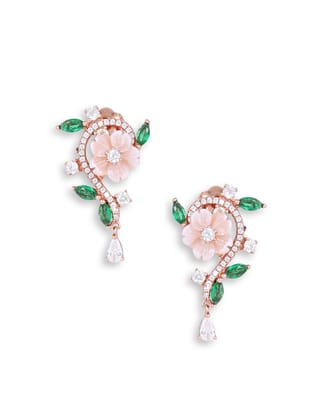Cosmic ocean's Emerald garden MOP Earrings Set Rose Gold