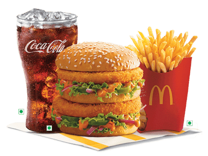 Large EVM Veg Maharaja Mac __ NO ADDON,NO ADDON,NO ADDON,Large Coke ®,Complimentary Ketchup,Complimentary Ketchup,Complimentary Ketchup