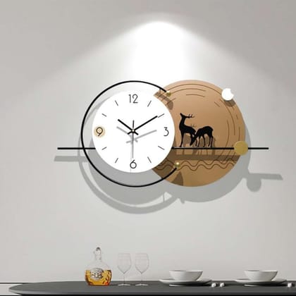 Designer Large Metallic finish  Wall Clock  67 x 35 cm