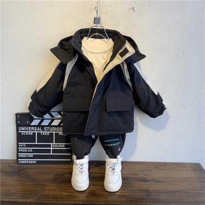 Boy Foreign-style Baby Winter Camouflage Padded Jacket-Black / 110yards