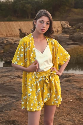 Limerence Floral 3 Piece Co-ord Set-XXS / Tuscany Yellow / SG0001-DPMC002-1.5-NILL-NILL-NILL-NILL-THY02-FS001-NILL-NILL-NILL / BT0008-DPMC002-1.25-NILL-NILL-EL0006-28 INCH-THY02-NILL-NILL-NILL-NI