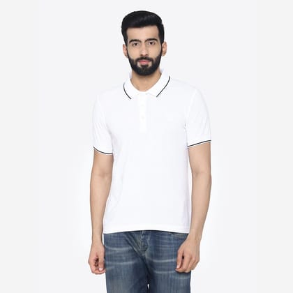 Men's  Polo - Neck Half Sleeve Casual T-Shirt - White White S