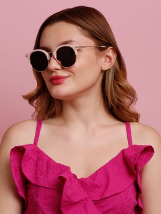SUNNIES Large Full Frame Metal.Plastic Round Solid Polarized Women Sunglasses-SNS-11699-C046