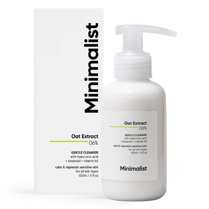Minimalist Gentle Cleanser 6% Oat Extract For Sensitive Skin | Hydrating | Sulphate Free | Non-Drying | Non-Irritant | Gentle Face Wash With Hyaluronic Acid (120 ml)