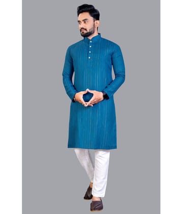 YUG ART - Blue Cotton Blend Regular Fit Mens Kurta Pyjama Set ( Pack of 1 ) - None