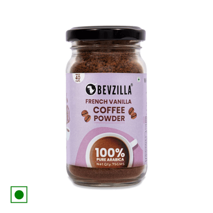 Bevzilla Instant Coffee Powder (French Vanilla Flavour), 75 gm Jar