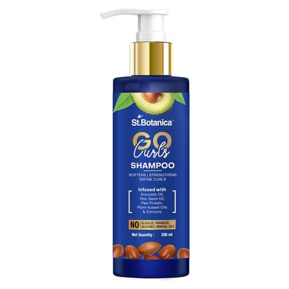 GO Curls Shampoo For Curly Hair | Enriched With Avocado Oil & Moroccan Argan Oil | Hydrates, Controls Frizz & Softens Curly Hair | 200ml