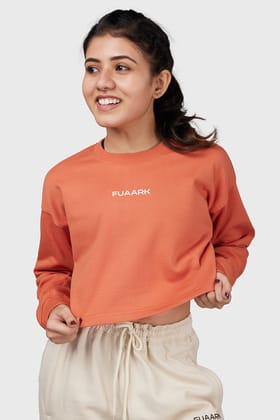 Signature Oversized Cropped Sweatshirt Orange-XS