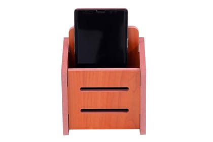 OM JEWELRY Handmade Wooden Wall Mounted Mobile Stand, Holder for Mobile Phone with Charging Slot (Y28, Mob. Stand)