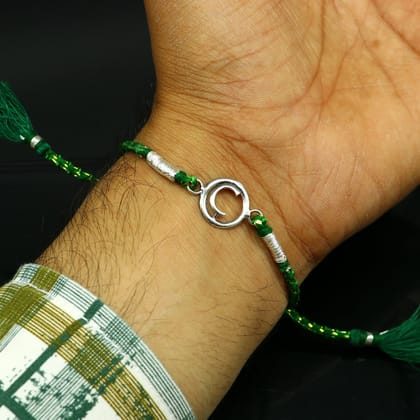 925 sterling silver handmade C letter design Rakhi Bracelet, amazing stylish gift for Rakshabandhan rk55