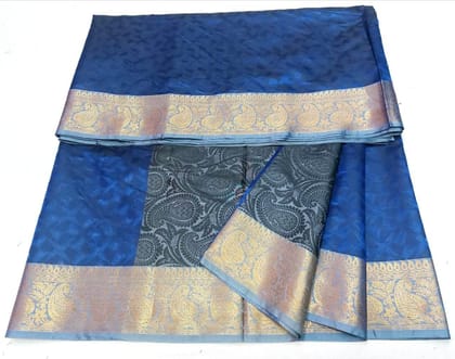 AFSARA SAREES Traditional Art Silk Saree With Blouse Piece (Royal Blue and Black)