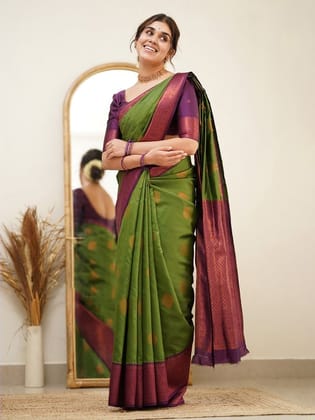 Ethnic Motif Woven Design Zari Banarasi Saree