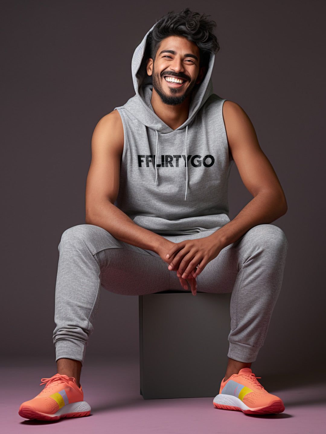 Grey Melange Joggers-XXL