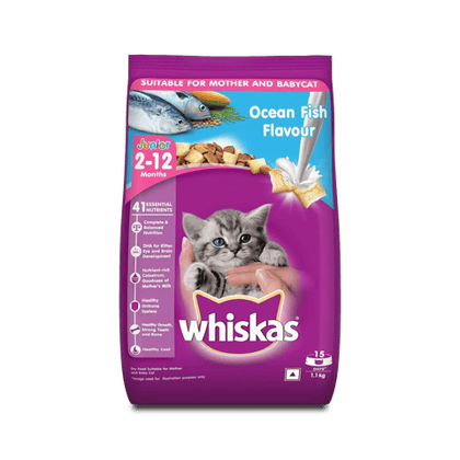 Whiskas Ocean Fish Flavour Kitten Cat Food (2-12 Months), 1.2 kg Pack