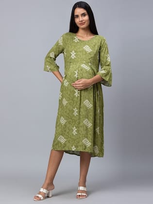Green Maternity A-Line Dress