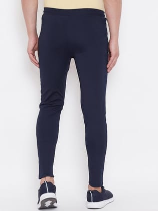 Men Navy Blue Solid Slim-Fit Track Pants