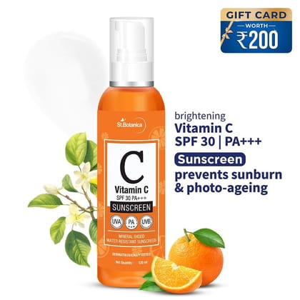 Vitamin C SPF 30 Sunscreen Mineral Based & Water Resistant, 120ml With Gift Card
