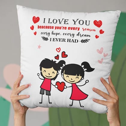 MG217_I Love You Cushion Cover Only-12X12 Inches