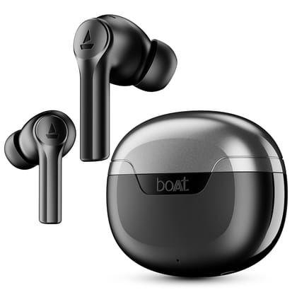 boAt Airdopes 300 TWS Earbuds Cinematic Spatial Audio,Low Latency, IPX4, v5.3 Bluetooth Earbuds- Gunmetal Black