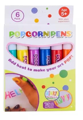 Popcorn Drawing Pen Magic Puffy 3D DIY Colorful Art Safe kids Marker for Birthday Gift Colour Pen Set Of 6 Pop up Effect pens for Kids Birthday Return Gift party
