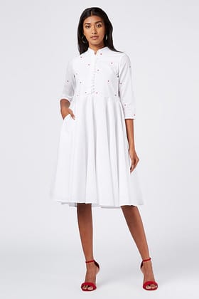 Okhai 'Angel Heart' Embroidered Cotton Cambric Dress-XS