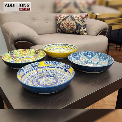 Set of 4 Moroccan  designs service bowls-Multicolor