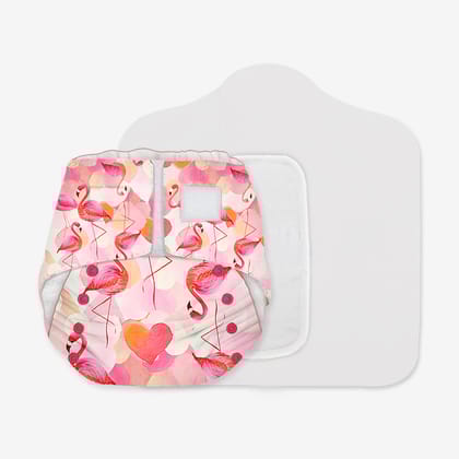 CRAZY DEAL Heart Flamingo - Newborn Bliss Cloth Diapers for 0-3 Month