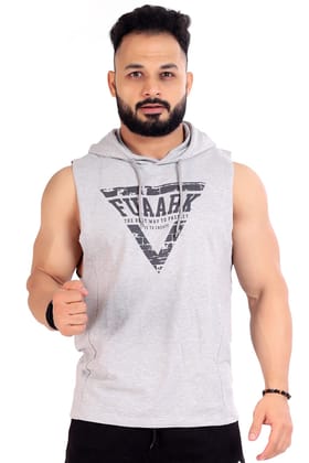 Crest Sleeveless Hoodie Light Grey-XXL